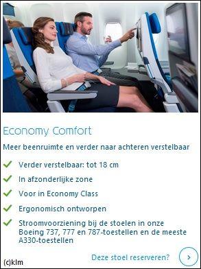 gratis economy comfort KLM